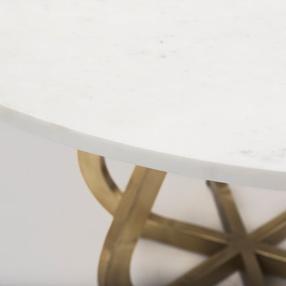 Laurent 48" Marble Top Dining Table with Gold Metal Base for a Luxurious and Modern Dining Experience