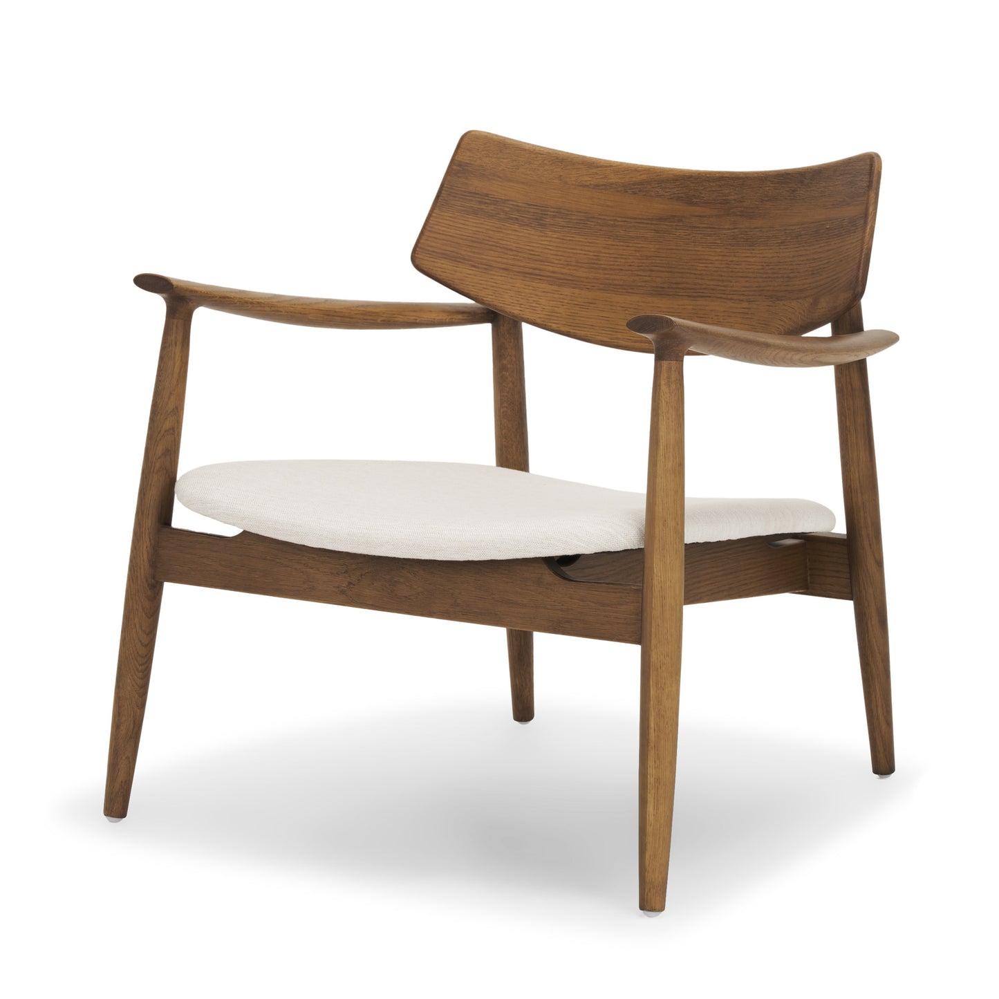 Haggen Medium Brown Oak Wood Cream Fabric Accent Chair