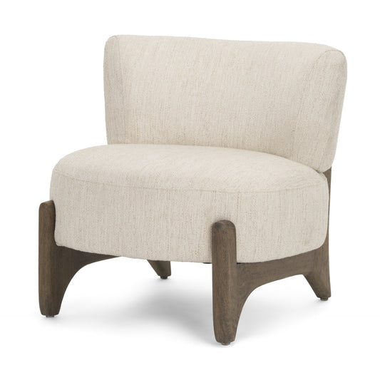 Vyra Dark Brown Wood Cream Fabric Accent Chair