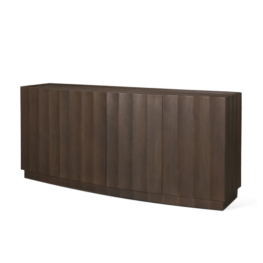 Swanson Dark Brown Mango Wood Sideboard with Scalloped Doors – Stylish Storage for Any Room