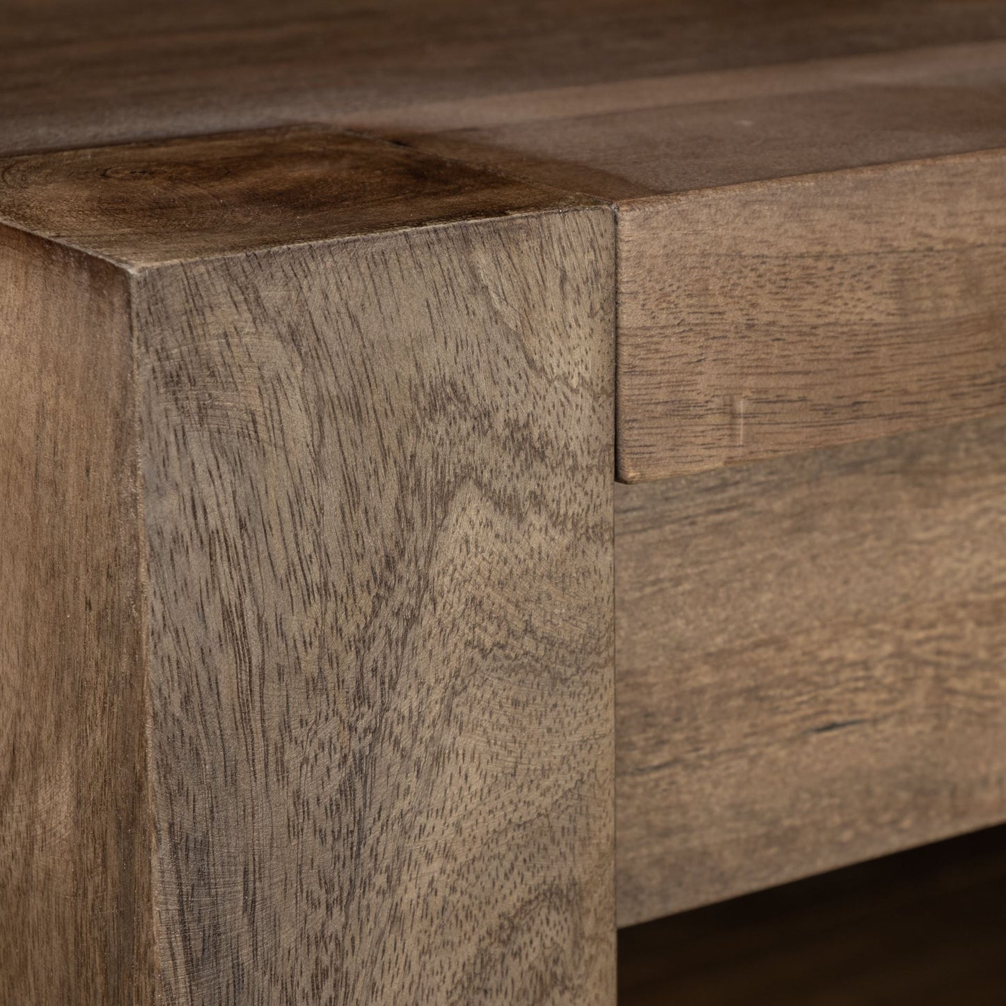 Emeril Brown Kitchen Island – Solid Wood Two-Tier Design with Smooth Countertop