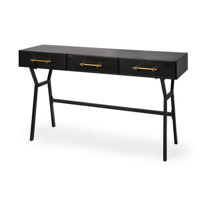 Vince Black Metal W/Gold Accents 3 Drawer Office Desk