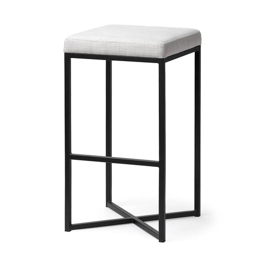 Frodo Stylish 29.75" Bar Stool with Plush Fabric Seat and Sturdy Black Metal Frame for Modern Spaces