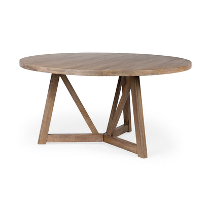 Legolas 60" Round Brown Solid Wood Top and Base Dining Table for a Timeless and Stylish Dining Space