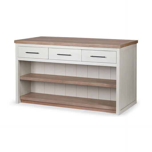 Fairview II Solid Wood Kitchen Island – White and Brown Two-Tone Stain