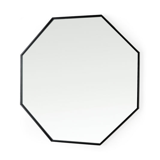 Helix Octagonal Black Metal Frame Mirror - Modern Industrial Design for Elegant Home Decor Spaces