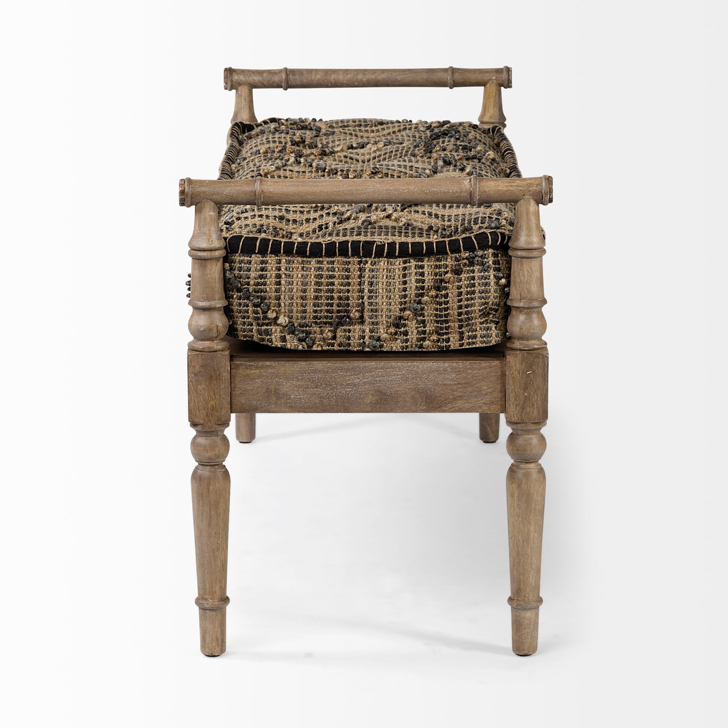 Fullerton II Jute Patterned Top W/Brown Wood Base Accent Bench