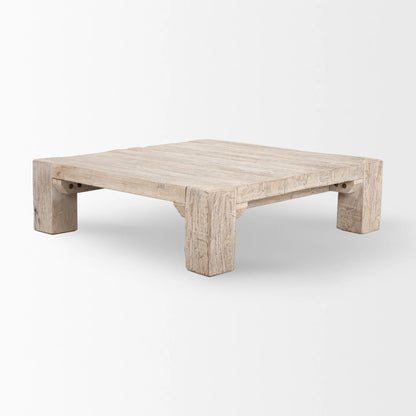McArthur Coffee Table – Chunky Square Design in Reclaimed Wood with a Whitewash Finish for Modern Farmhouse Elegance
