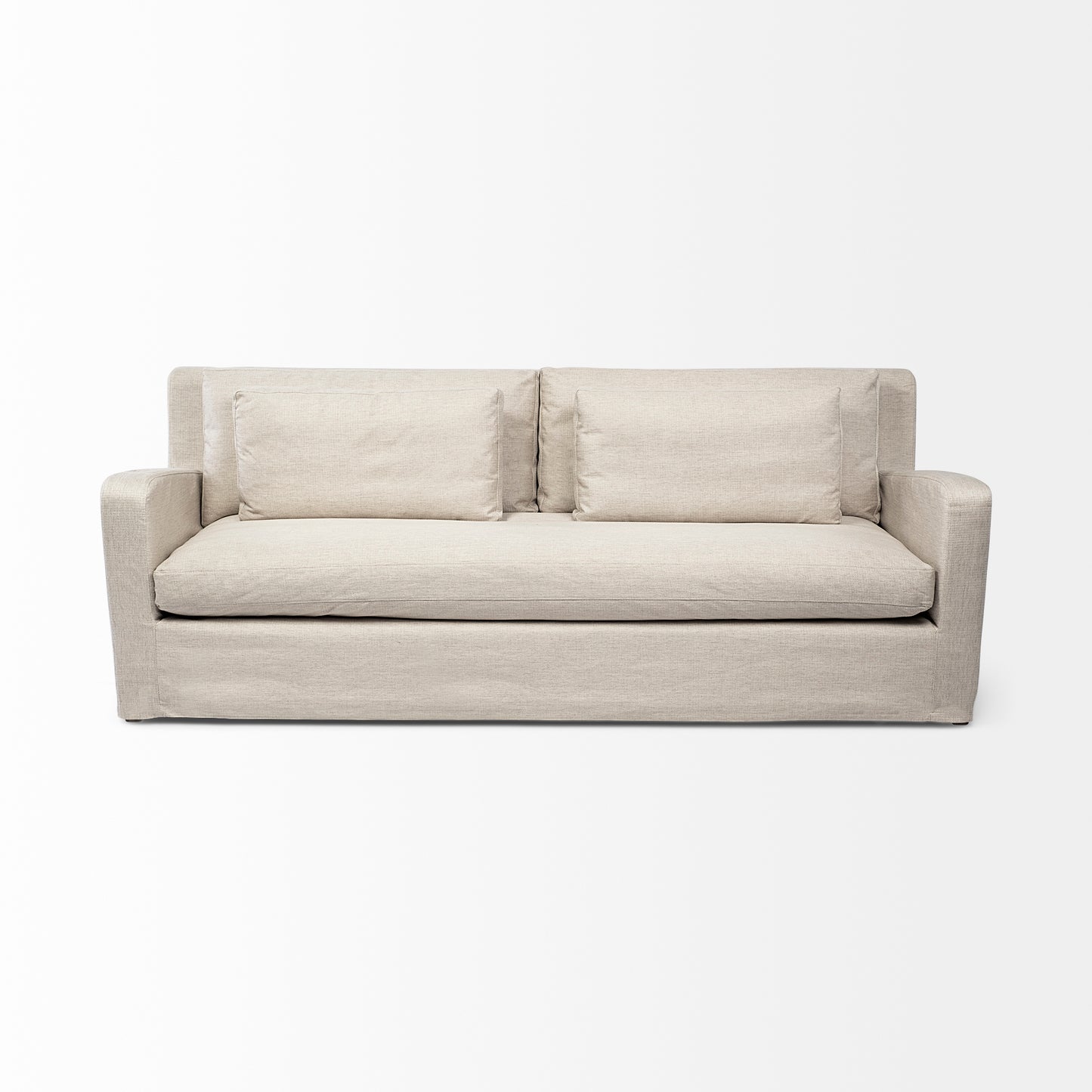 Denly 92” Slipcover Sofa – Casterock Gray Upholstery Modern 3-Seater Couch with Relaxed Style