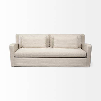 Denly 92” Slipcover Sofa – Casterock Gray Upholstery Modern 3-Seater Couch with Relaxed Style