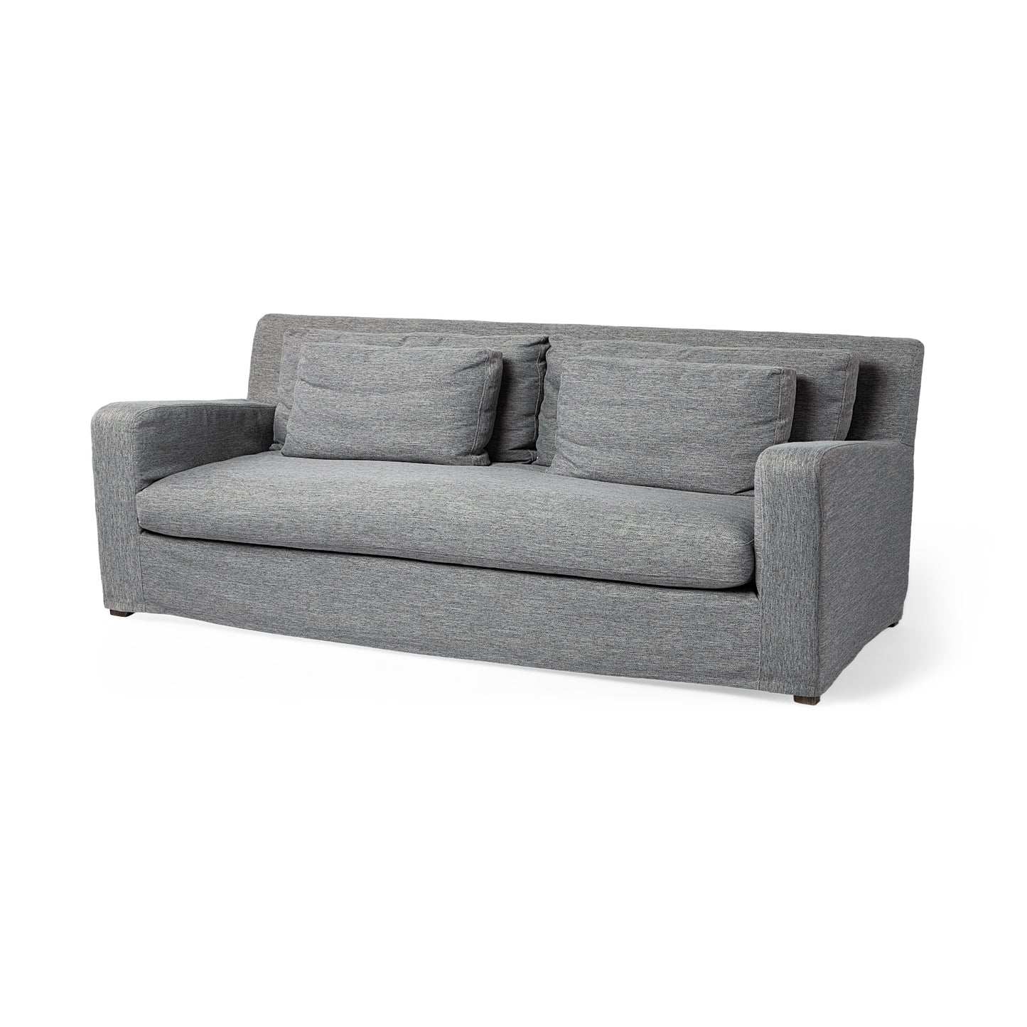 Denly 92” Slipcover Sofa – Casterock Gray Upholstery Modern 3-Seater Couch with Relaxed Style