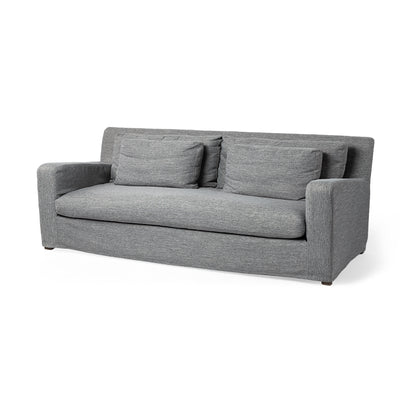 Denly 92” Slipcover Sofa – Casterock Gray Upholstery Modern 3-Seater Couch with Relaxed Style