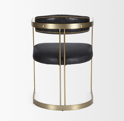 Modern Leather Dining Chair – Hollyfield Brown Seat & Gold Metal Frame