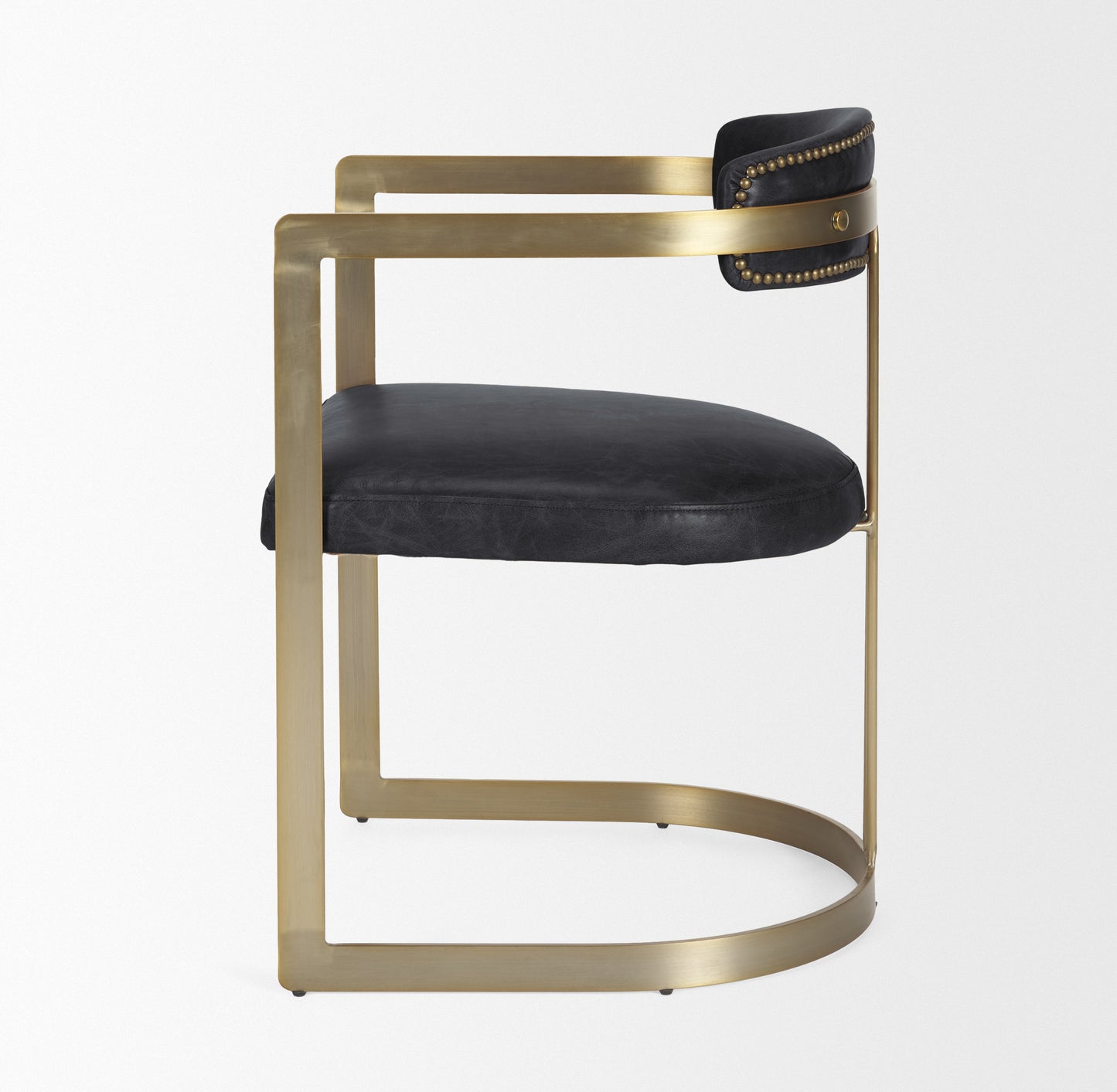 Modern Leather Dining Chair – Hollyfield Brown Seat & Gold Metal Frame