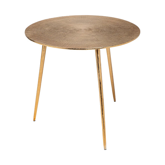 Reva Accent Table: Elegant Antiqued-Gold Round Design with Spindle Legs, Perfect for Modern Spaces