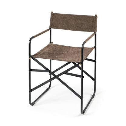 Direttore Tan Leather Dining Chair with Black Iron Frame - Modern and Stylish Dining Seating