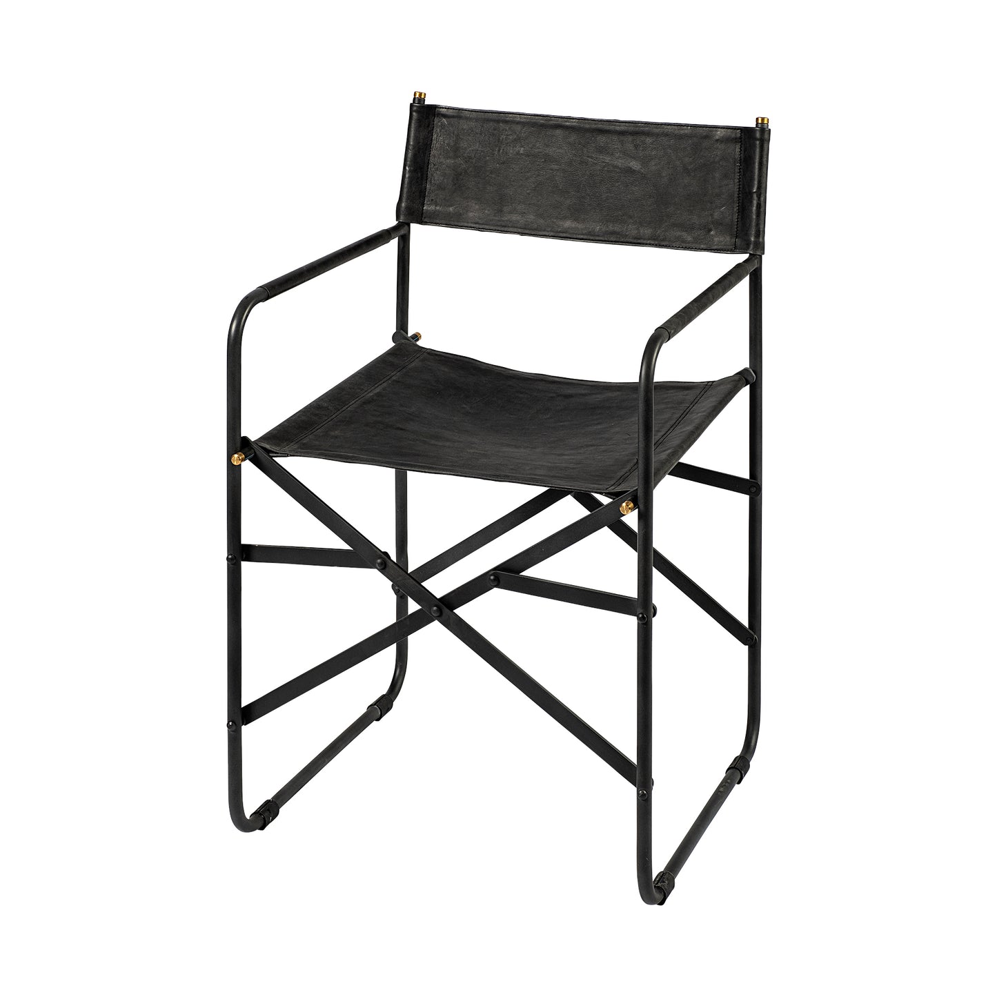 Direttore Tan Leather Dining Chair with Black Iron Frame - Modern and Stylish Dining Seating