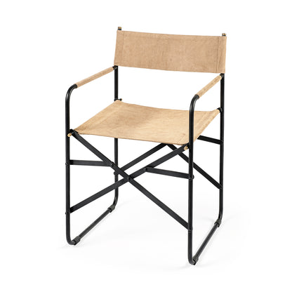 Direttore Tan Leather Dining Chair with Black Iron Frame - Modern and Stylish Dining Seating