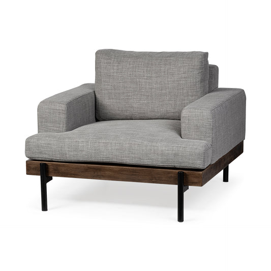 Colburne Gray Fabric Chair – Industrial Wood and Iron Frame Accent Seating