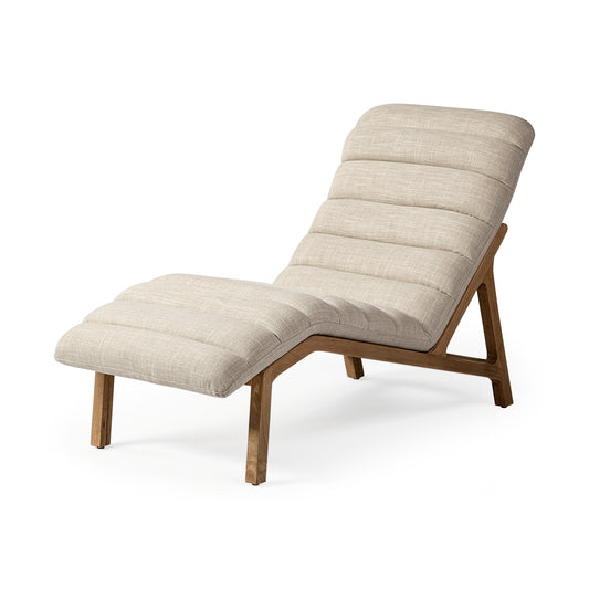 Pierre Armless Chaise Lounge Chair in Beige Fabric – Upholstered Modern Seating