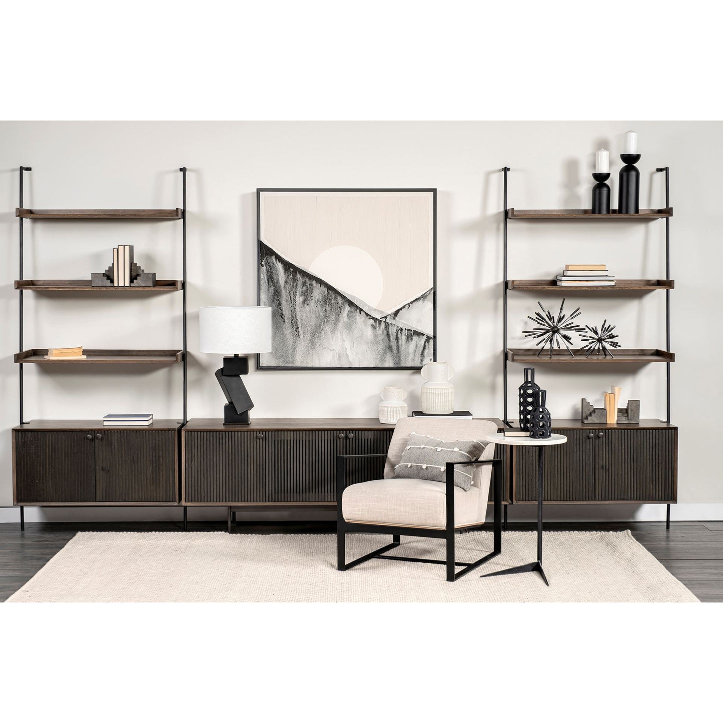 Grace I Two-Toned Brown Solid Wood TV Stand Media Console with Slated Doors