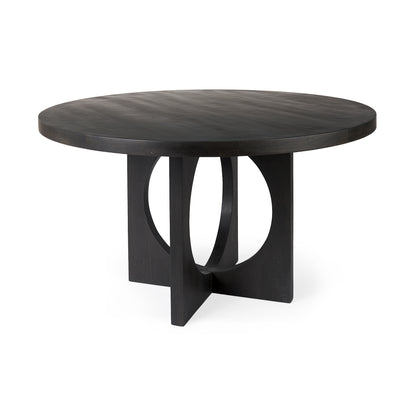 Liesl Barely Gray Finished Wood Dining Table with Circular Top for a Modern and Elegant Dining Experience
