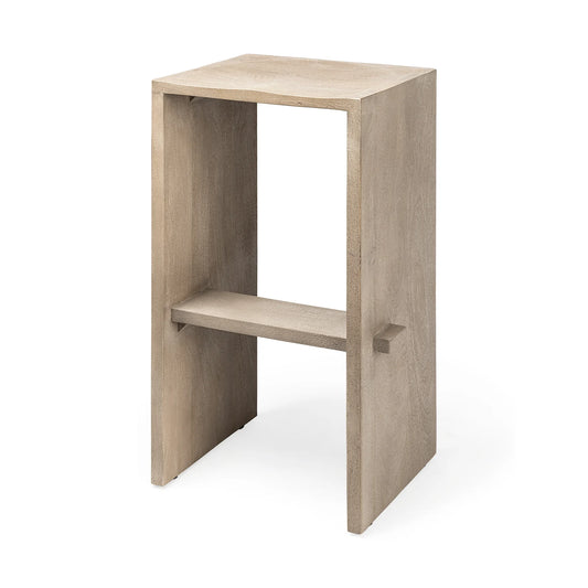 Aida 30" Light Gray Wood Bar Stool - Stylish Mango Wood Design with Unique Leg and Footrest Features