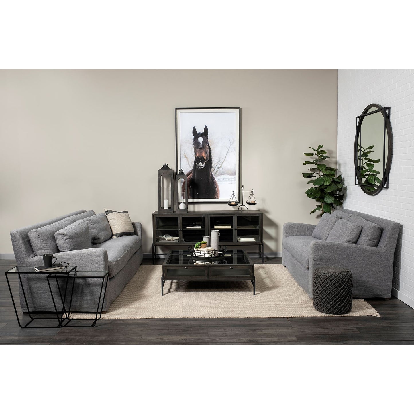 Denly 92” Slipcover Sofa – Casterock Gray Upholstery Modern 3-Seater Couch with Relaxed Style
