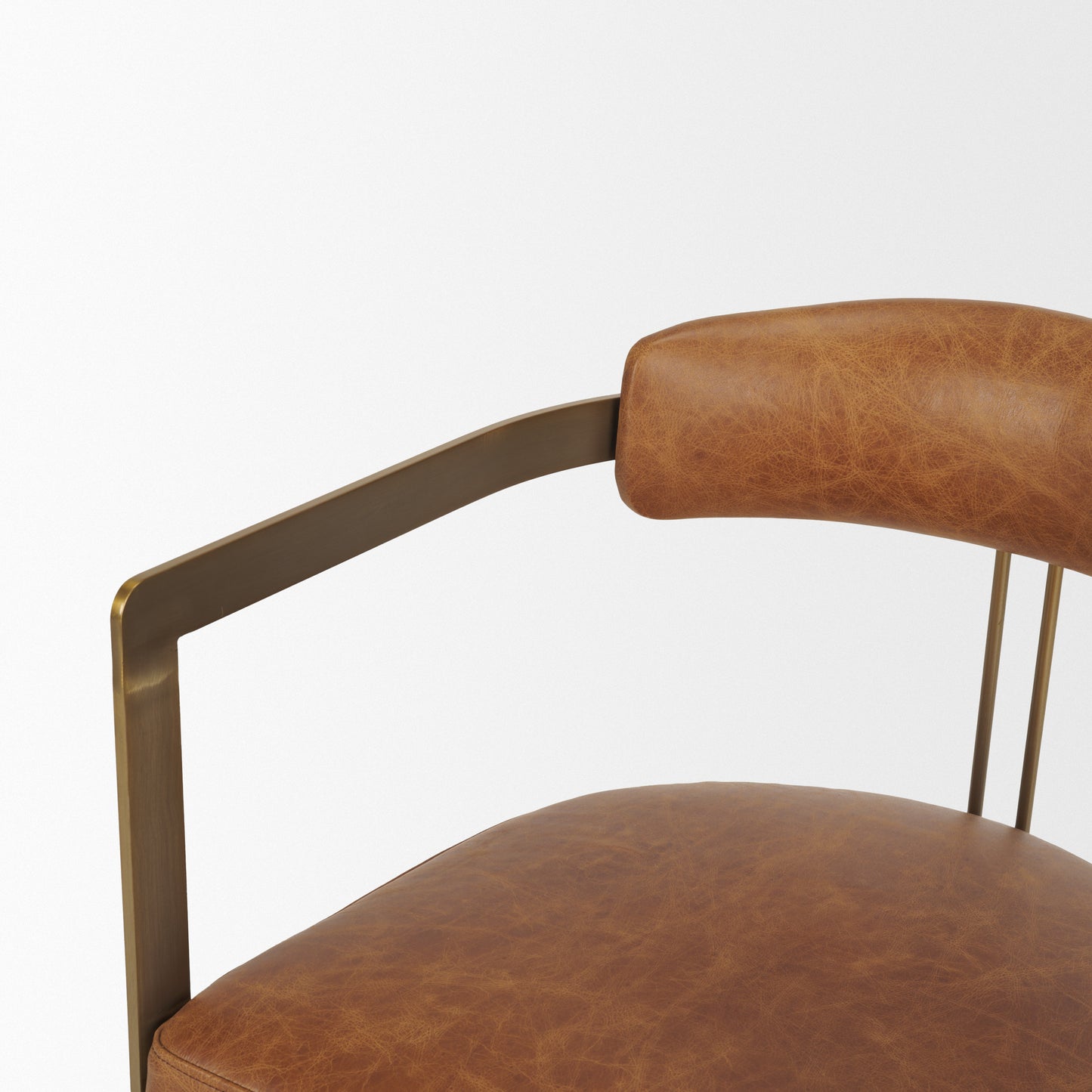 Modern Leather Dining Chair – Hollyfield Brown Seat & Gold Metal Frame