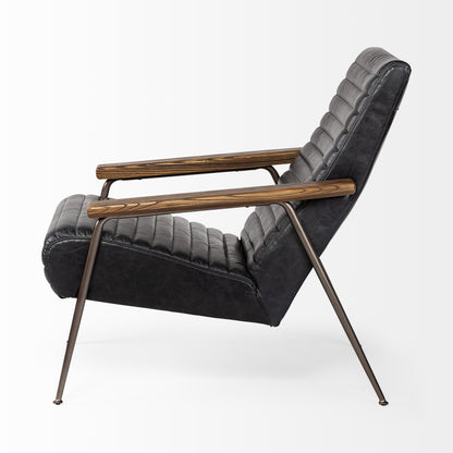 Grosjean Black Leather Wrap Metal Frame Accent Chair