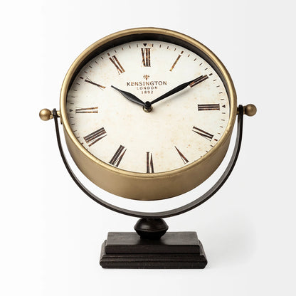 Houston Gold Metal Half Moon Base Table Clock – Elegant Timepiece with Sleek Design for Modern Décor