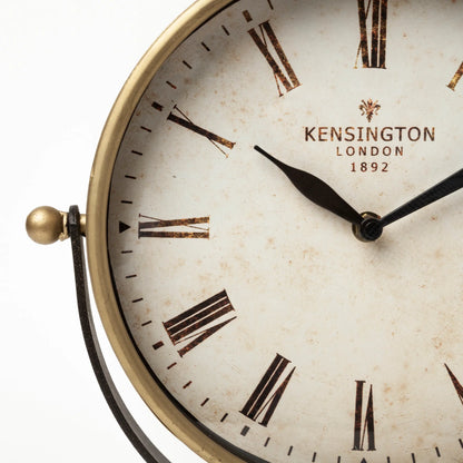 Houston Gold Metal Half Moon Base Table Clock – Elegant Timepiece with Sleek Design for Modern Décor