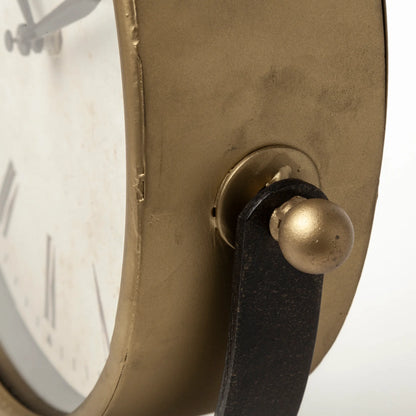 Houston Gold Metal Half Moon Base Table Clock – Elegant Timepiece with Sleek Design for Modern Décor