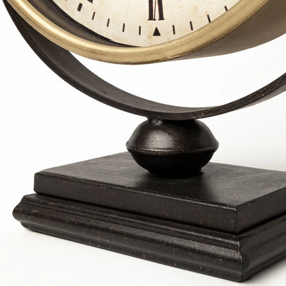 Houston Gold Metal Half Moon Base Table Clock – Elegant Timepiece with Sleek Design for Modern Décor