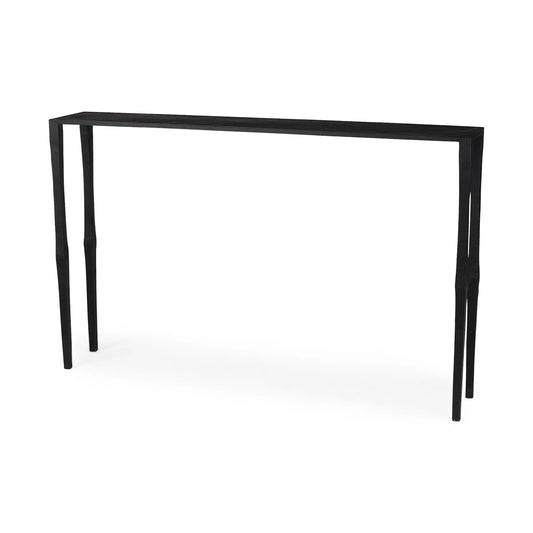 Timothy Industrial Console Table – Sturdy Solid Iron Frame with Ebony Black Finish and Unique Textured Design