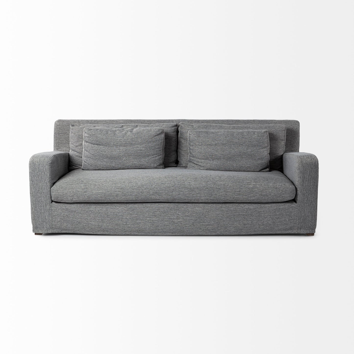 Denly 92” Slipcover Sofa – Casterock Gray Upholstery Modern 3-Seater Couch with Relaxed Style