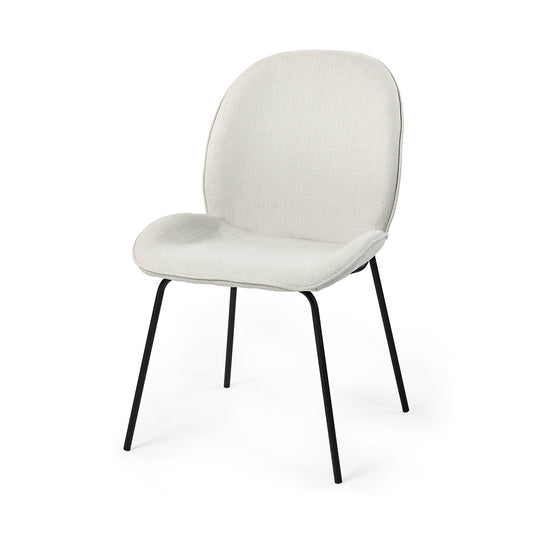 Inala White Fabric Seat with Black Metal Frame Dining Chair - Set of 2, Stylish and Comfortable Seating