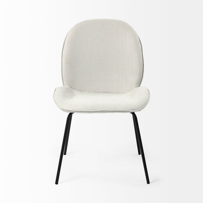 Inala White Fabric Seat with Black Metal Frame Dining Chair - Set of 2, Stylish and Comfortable Seating