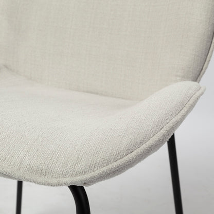 Inala White Fabric Seat with Black Metal Frame Dining Chair - Set of 2, Stylish and Comfortable Seating
