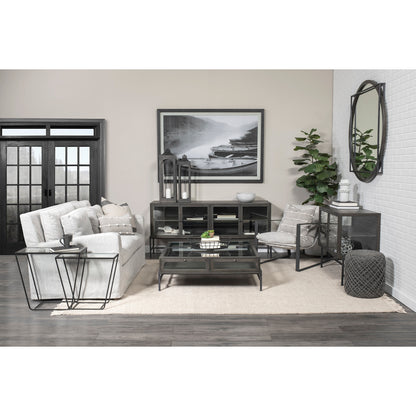 Denly 92” Slipcover Sofa – Casterock Gray Upholstery Modern 3-Seater Couch with Relaxed Style