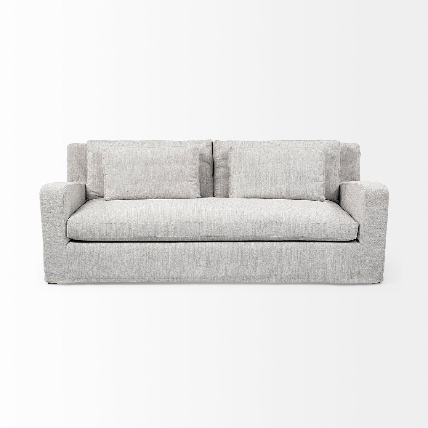 Denly 92” Slipcover Sofa – Casterock Gray Upholstery Modern 3-Seater Couch with Relaxed Style