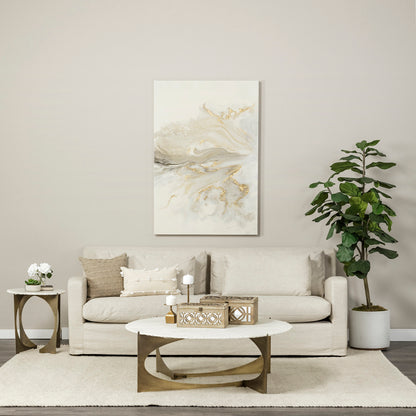 Denly 92” Slipcover Sofa – Casterock Gray Upholstery Modern 3-Seater Couch with Relaxed Style
