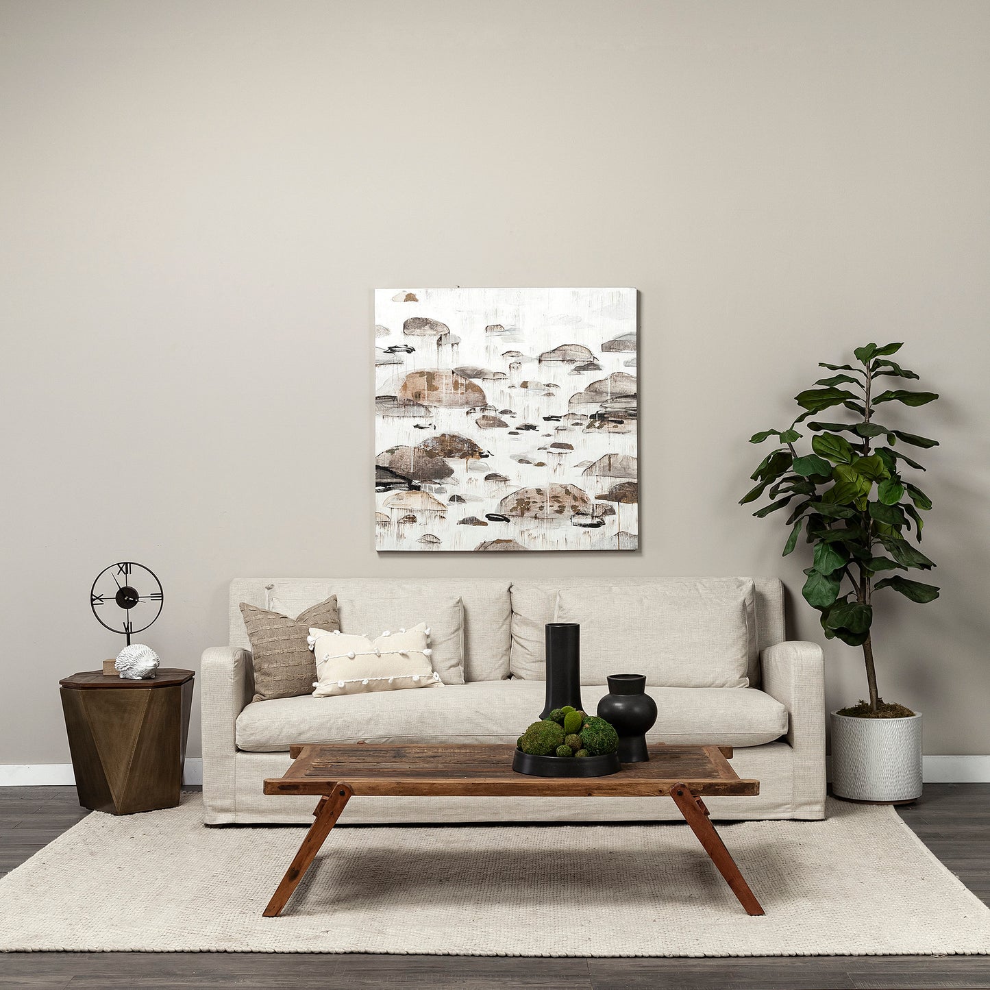Denly 92” Slipcover Sofa – Casterock Gray Upholstery Modern 3-Seater Couch with Relaxed Style