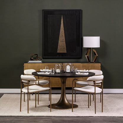 McLeod II Round Brown Solid Wood Top Dining Table with Gold Metal Base for a Stylish and Contemporary Dining Space