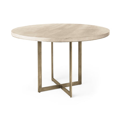 Faye Beige Finished Wood Round Dining Table for a Chic and Modern Dining Experience