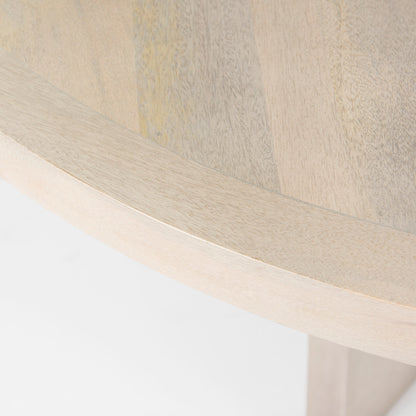 Liesl Barely Gray Finished Wood Dining Table with Circular Top for a Modern and Elegant Dining Experience