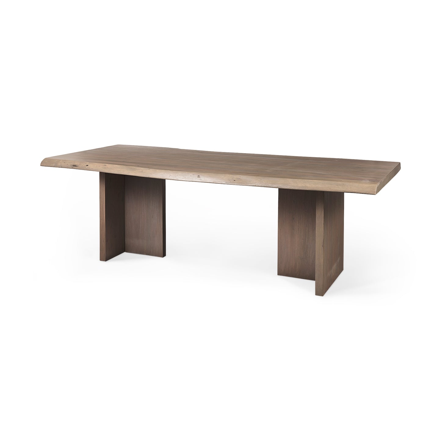 Konstantin Medium Brown Wood Rectangular Dining Table with Live Edge for a Rustic and Natural Dining Experience