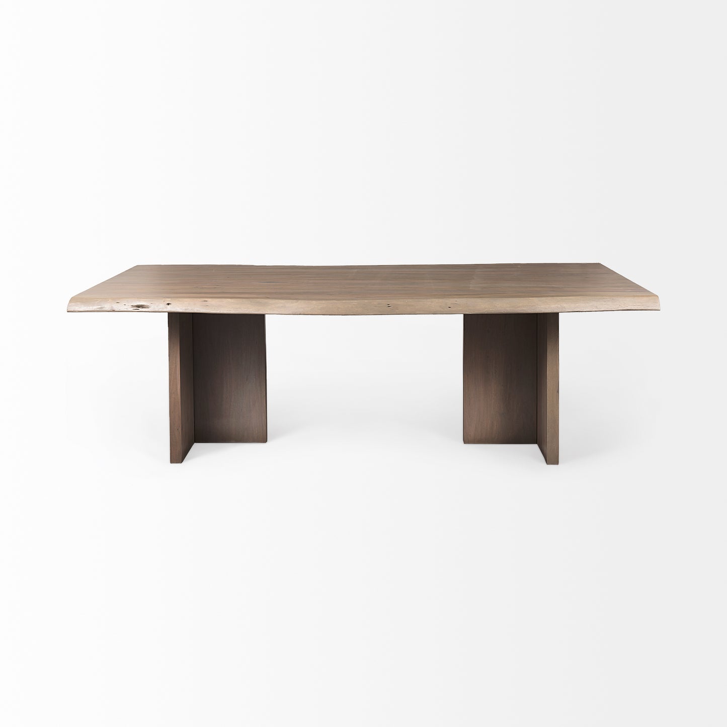 Konstantin Medium Brown Wood Rectangular Dining Table with Live Edge for a Rustic and Natural Dining Experience