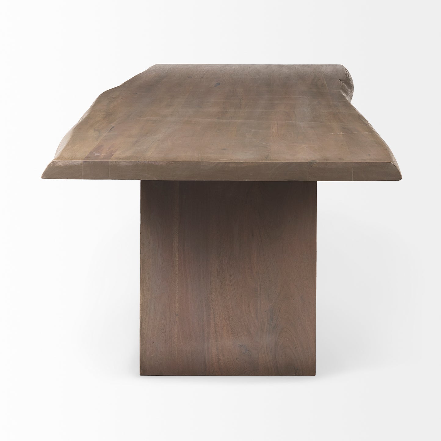 Konstantin Medium Brown Wood Rectangular Dining Table with Live Edge for a Rustic and Natural Dining Experience