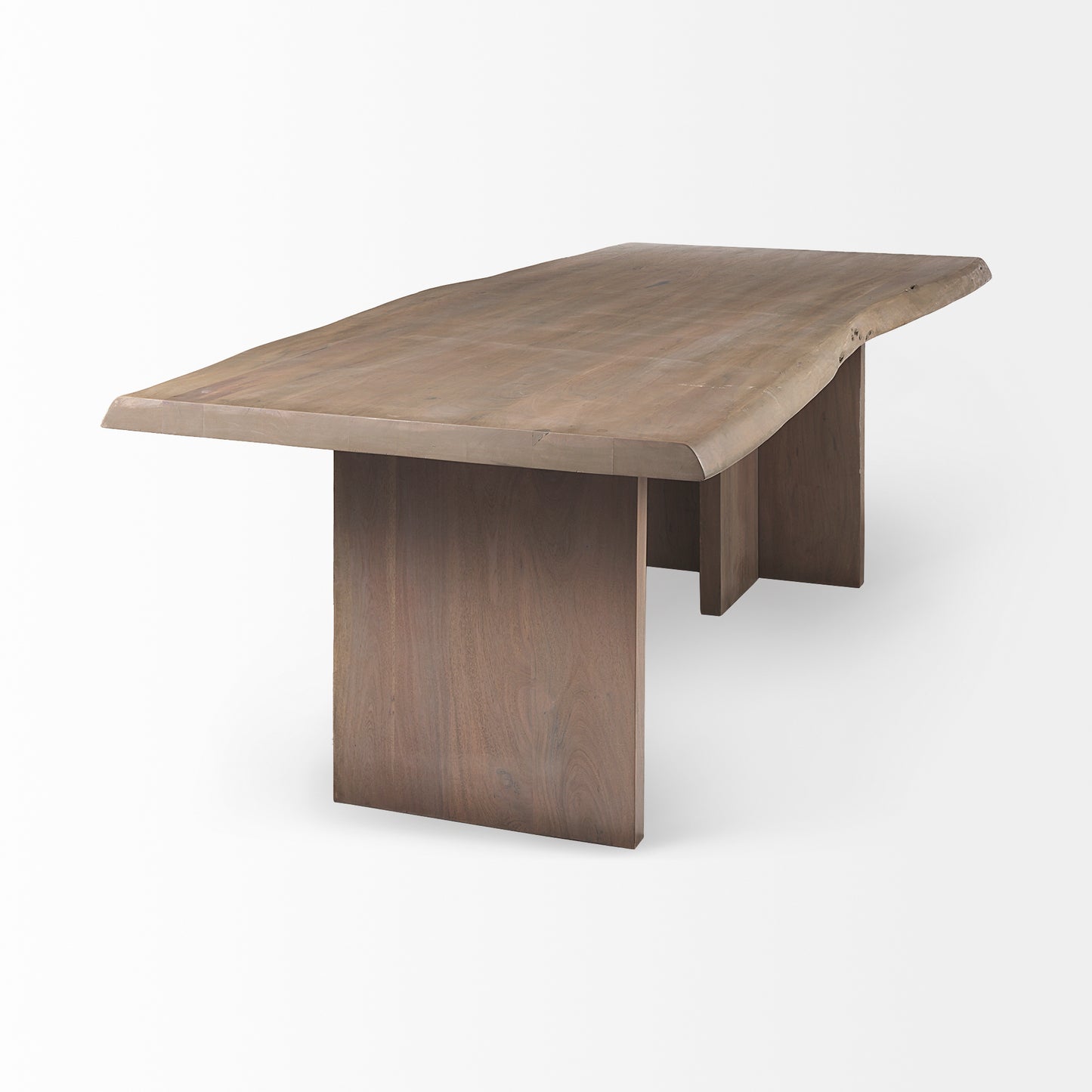 Konstantin Medium Brown Wood Rectangular Dining Table with Live Edge for a Rustic and Natural Dining Experience